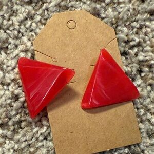 Red Triangle Earrings